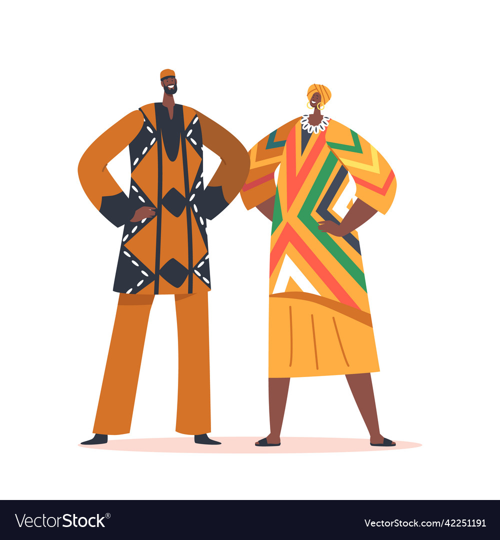 African male and female character couple isolated Vector Image