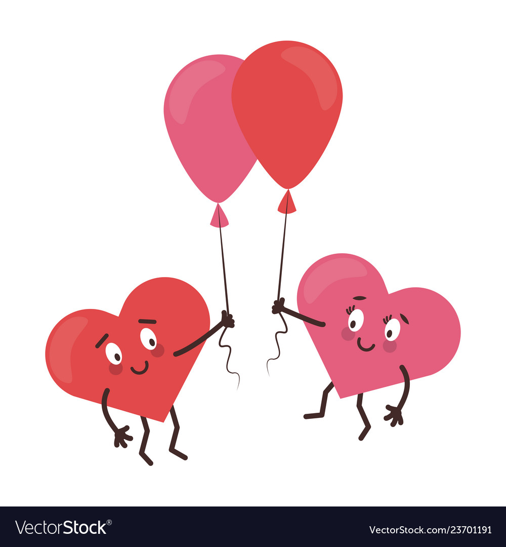 Cute hearts in love cartoons Royalty Free Vector Image