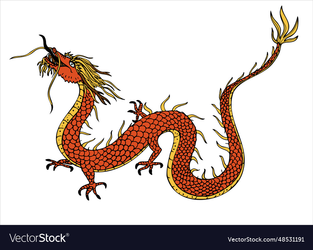 Dragon hand drawn east animal Royalty Free Vector Image