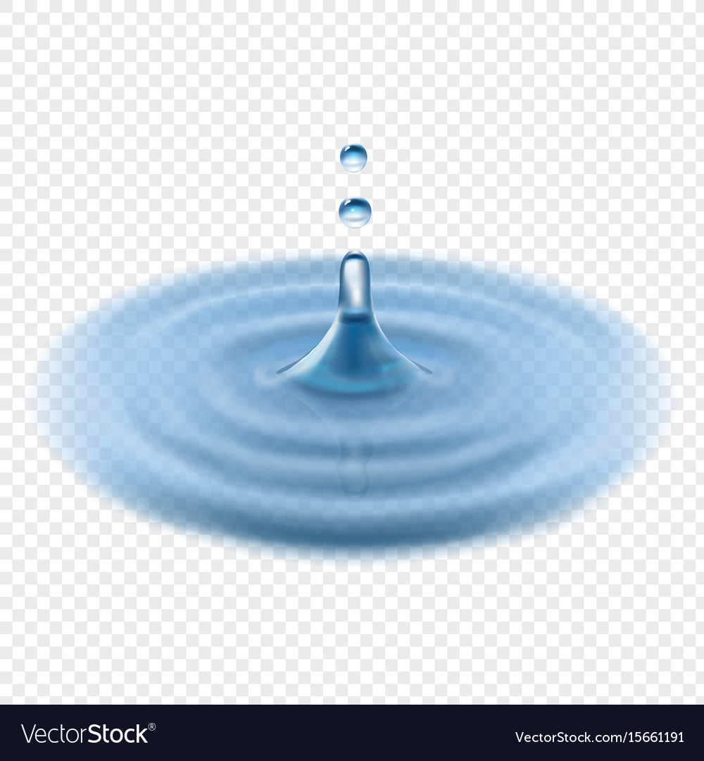 Falling Water Drop Transparent Realistic Vector Image