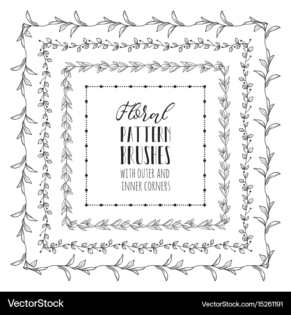 Floral pattern brushes with branches Royalty Free Vector