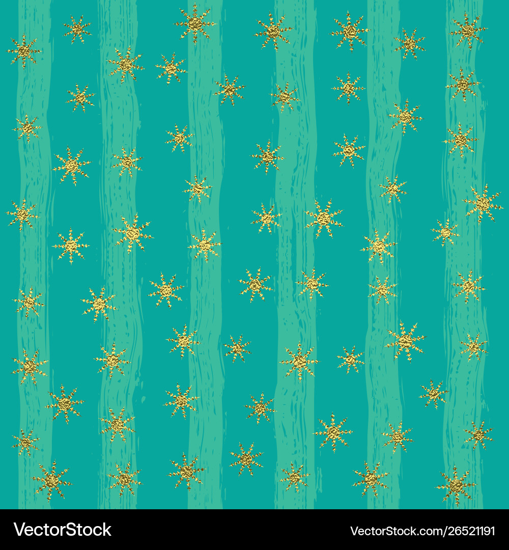 Gold glittering snowflakes seamless pattern Vector Image