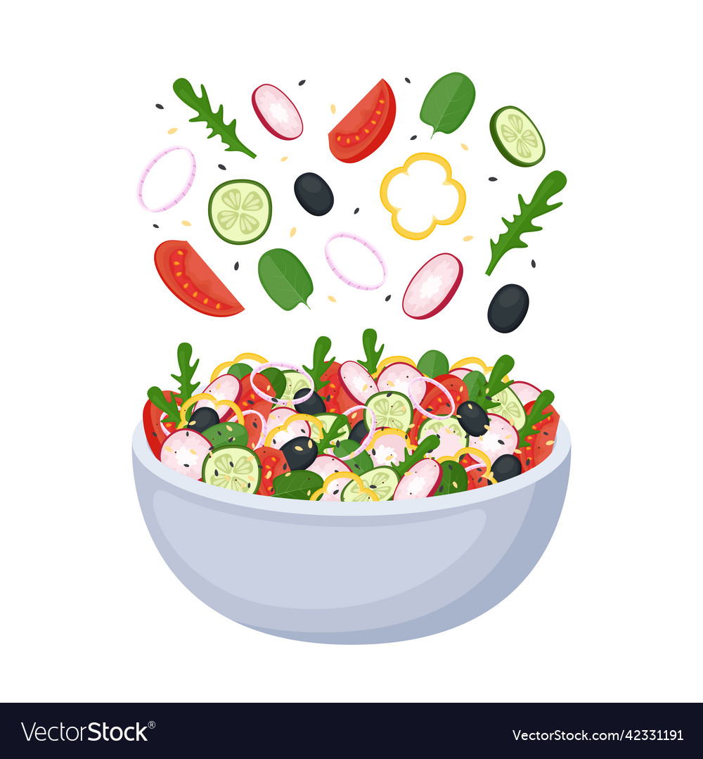 Homemade salad from fresh vegetables greens Vector Image