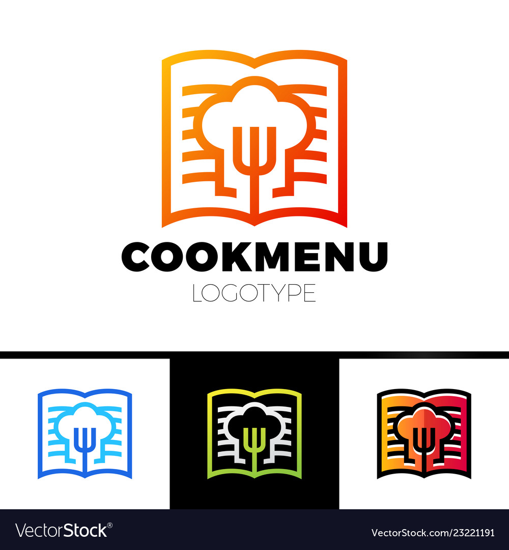 recipe or cooking book logo template design menu vector image