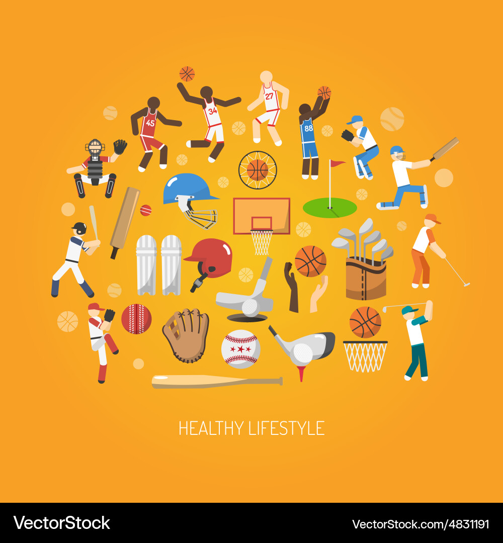Sport concept flat Royalty Free Vector Image - VectorStock