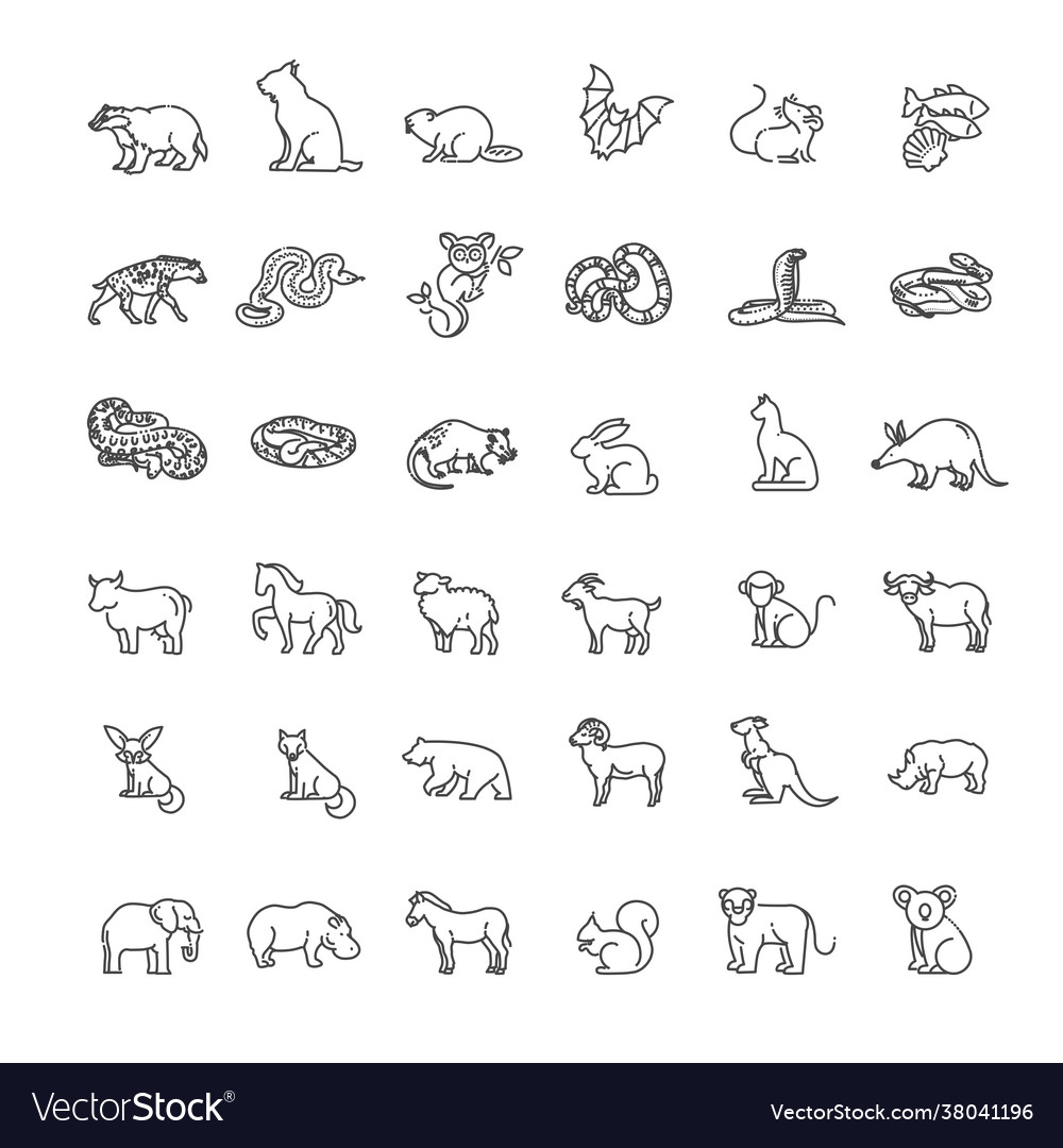 Line Animals Concepts Thin Icons Set Royalty Free Vector