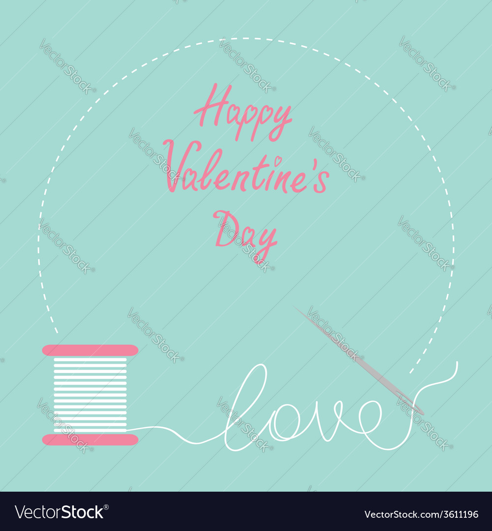 Needle and spool thread round frame flat design Vector Image