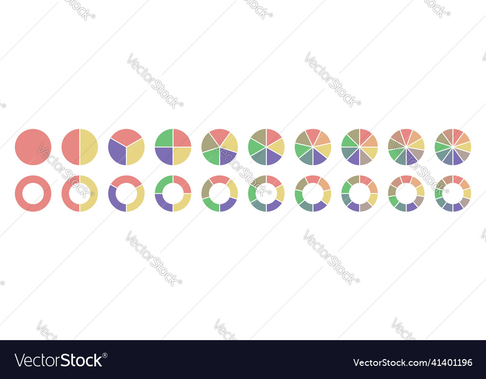 Pie chart set round colorful diagram vector image Pie chart set round colorful diagram