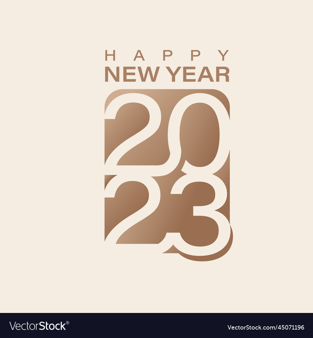 Square happy new year 2023 golden color Royalty Free Vector