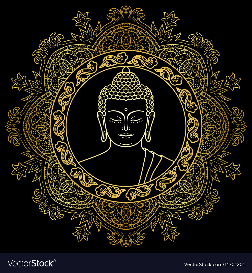 Buddha head on mandala background Royalty Free Vector Image