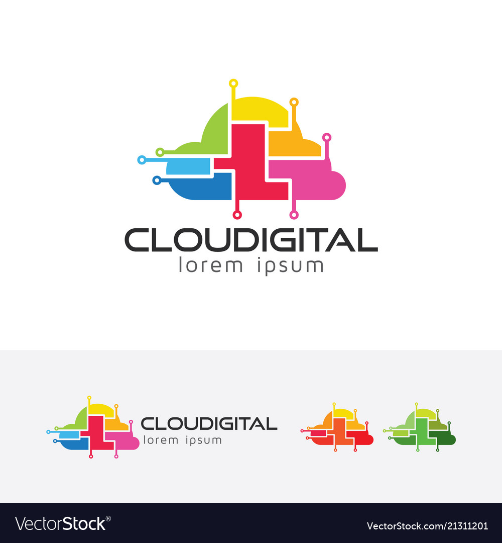 Cloud digital logo design vector image Cloud digital logo design