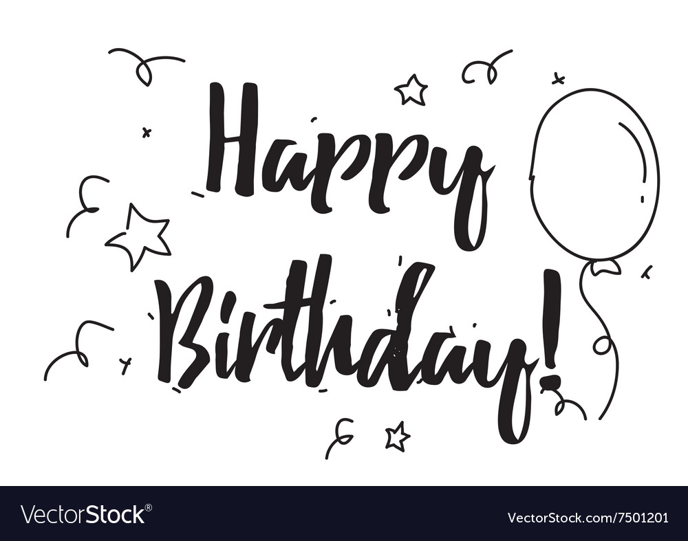 Happy birthday inscription greeting card Vector Image