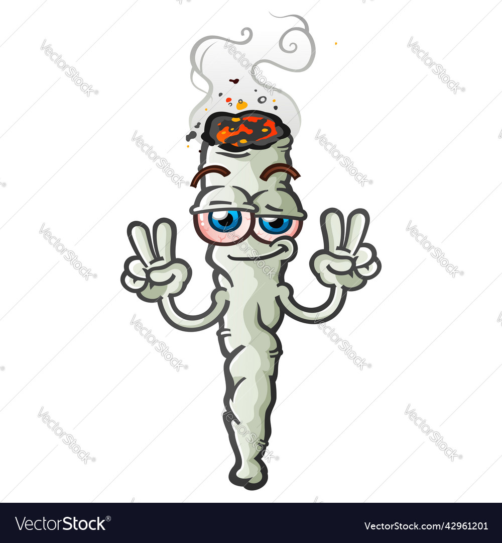 Marijuana joint cartoon character flashing a peace vector image Marijuana joint cartoon character flashing a peace