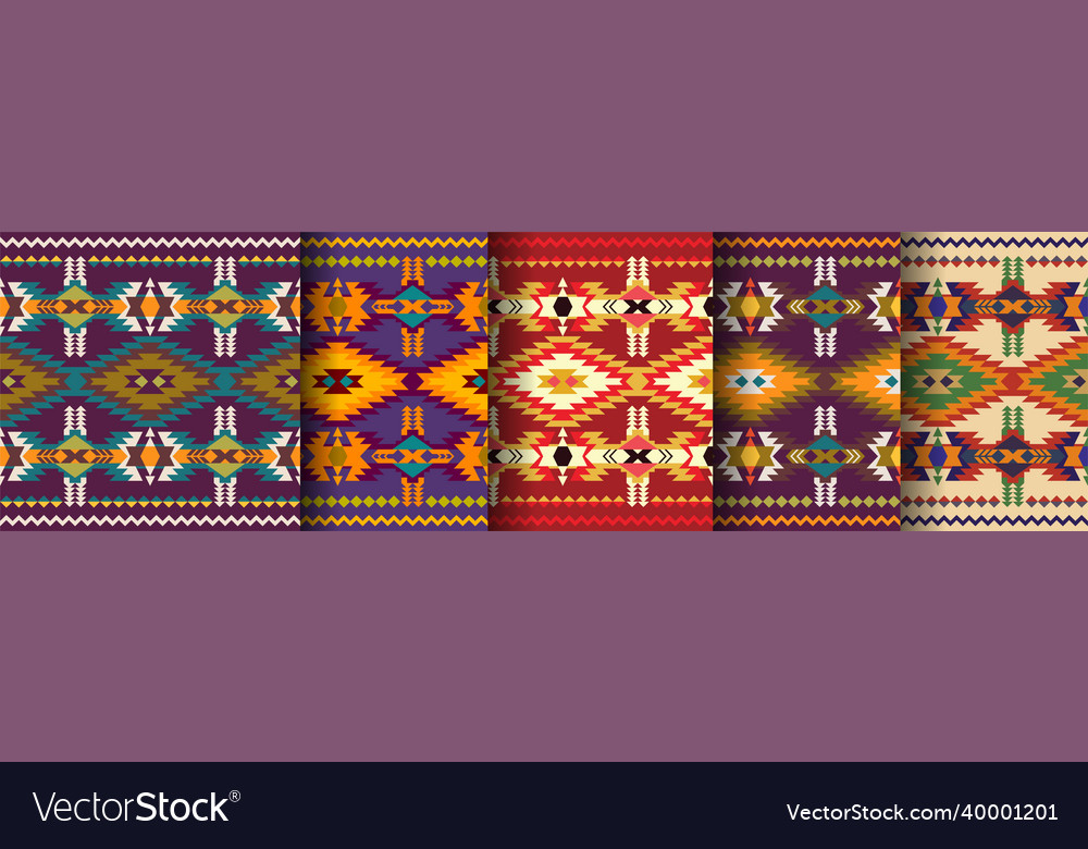 Set of aztec southwest patterns mexican blanket Vector Image