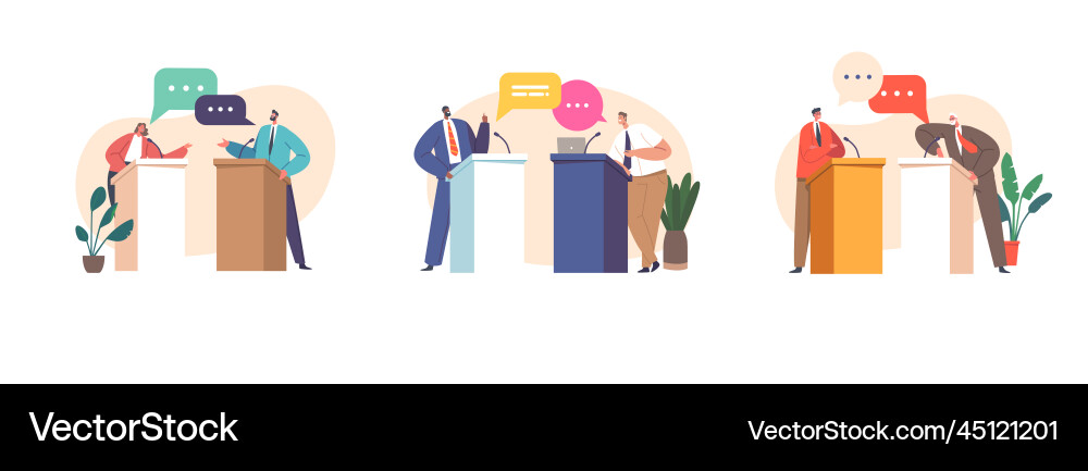 Set political debate concept with two candidates Vector Image