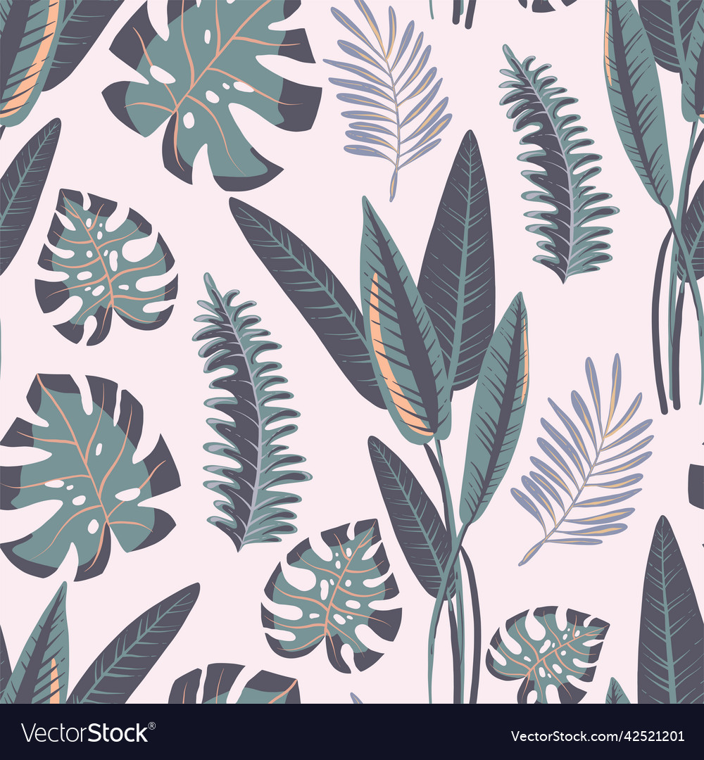 Summer Tropical Seamless Pattern Exotic Monstera Vector Image