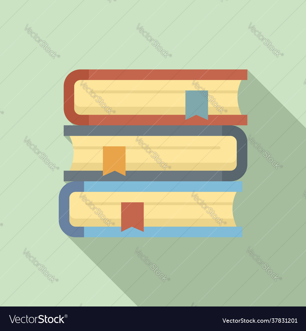 Syllabus book stack icon flat style