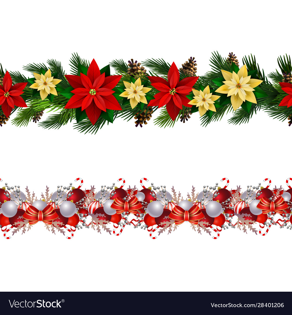 Christmas decorations with fir tree collection Vector Image