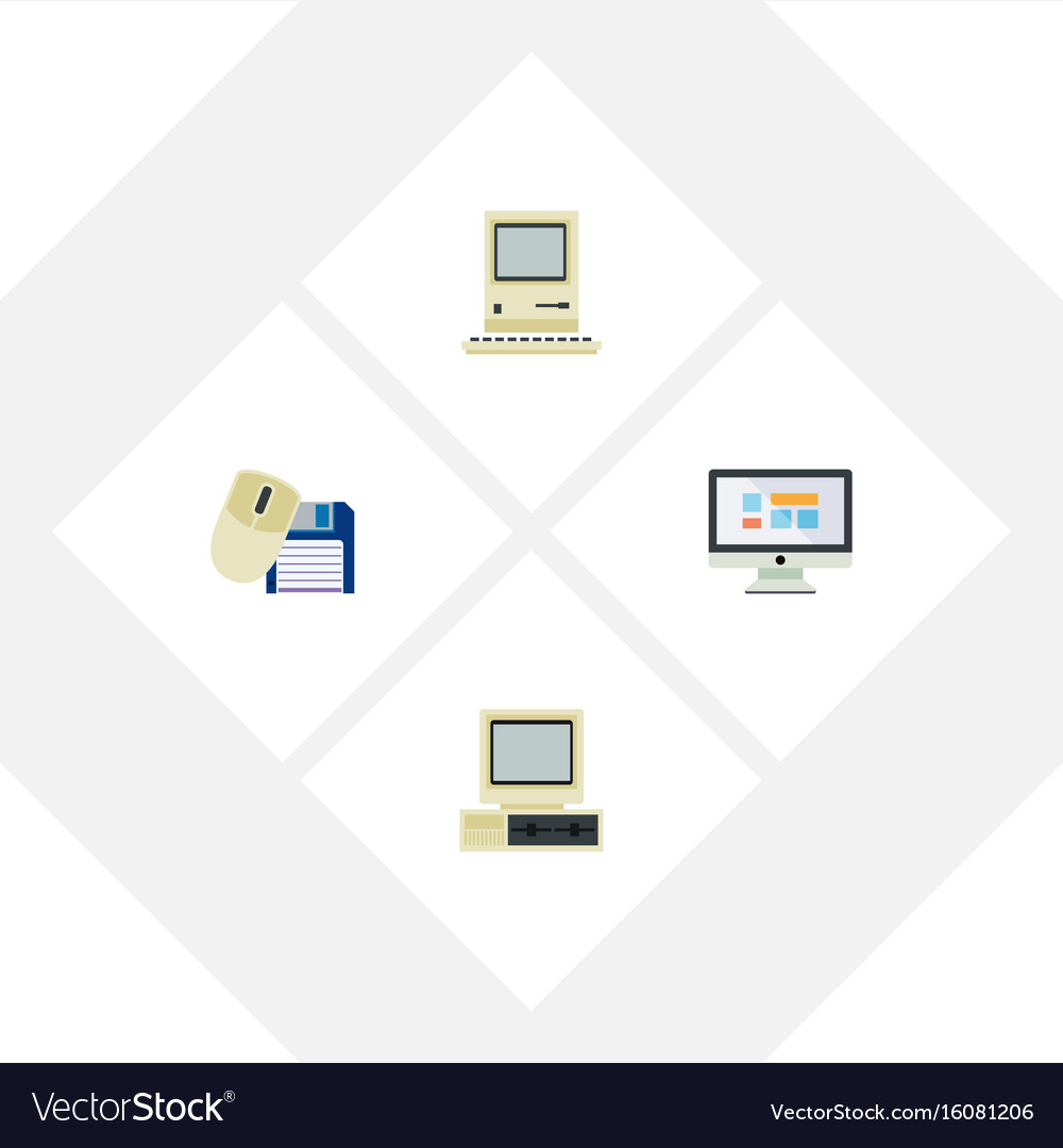 Flat icon laptop set of computing computer Vector Image