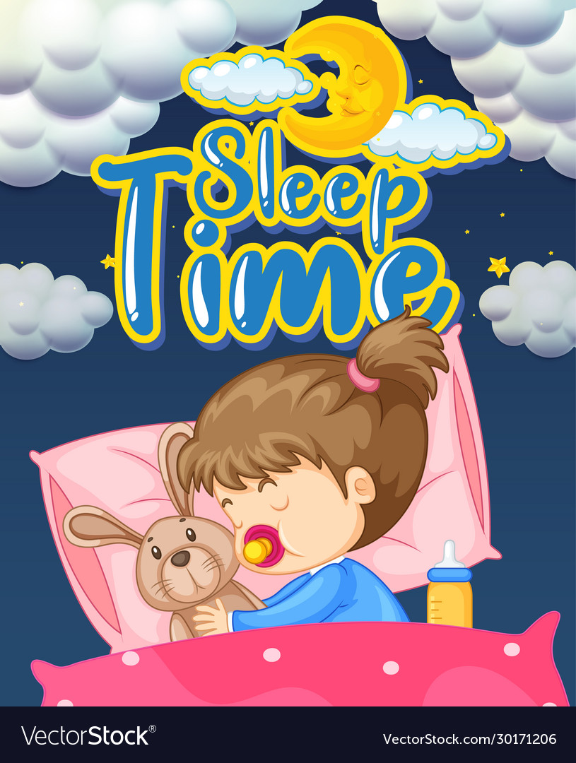 Font design for word sleep time with kid sleeping Vector Image