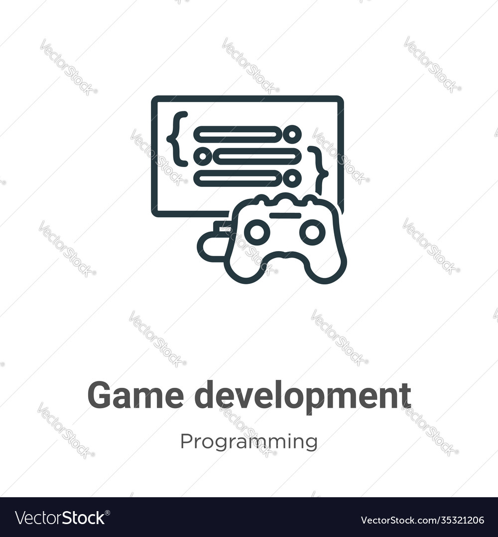 Game development outline icon thin line black Vector Image