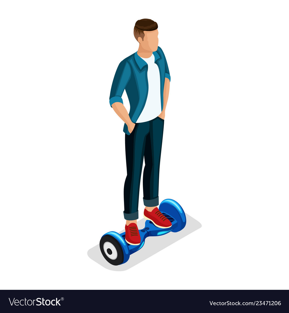 Isometric boy young people gadgets Royalty Free Vector Image