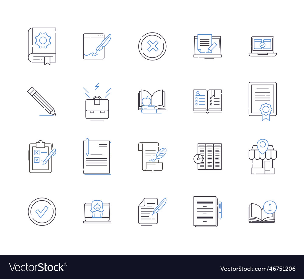 Knowledge management outline icons collection Vector Image