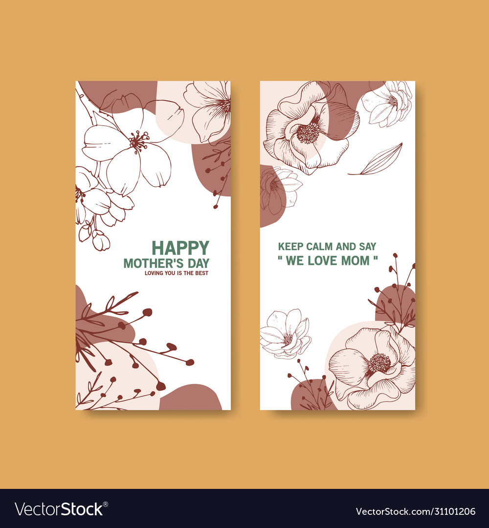 Line flower flyer with design template card