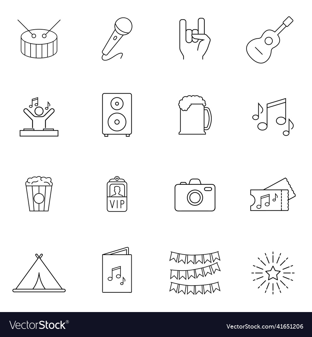 Music festival line icon set symbol logo web Vector Image