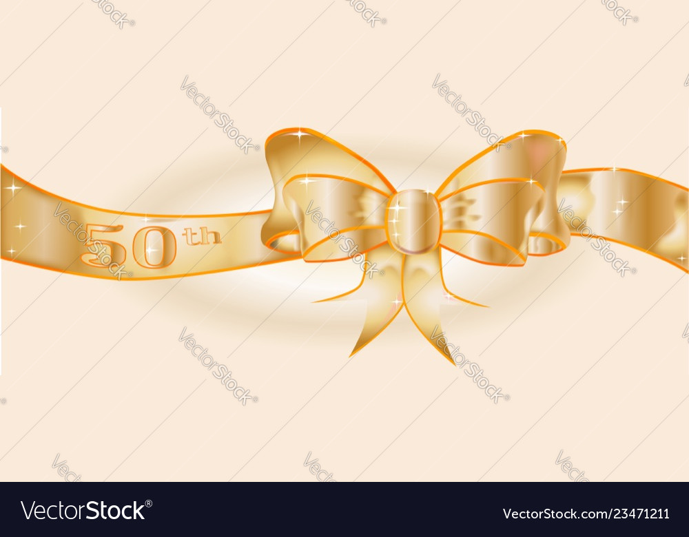 50th golden ribbon Royalty Free Vector Image - VectorStock