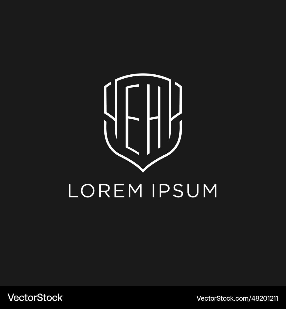 Initial eh logo monoline shield icon shape with Vector Image