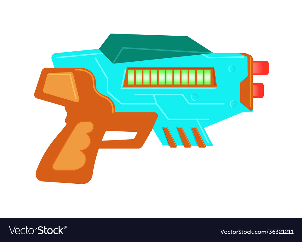 Retro laser blaster toy weapon isolated on white Vector Image