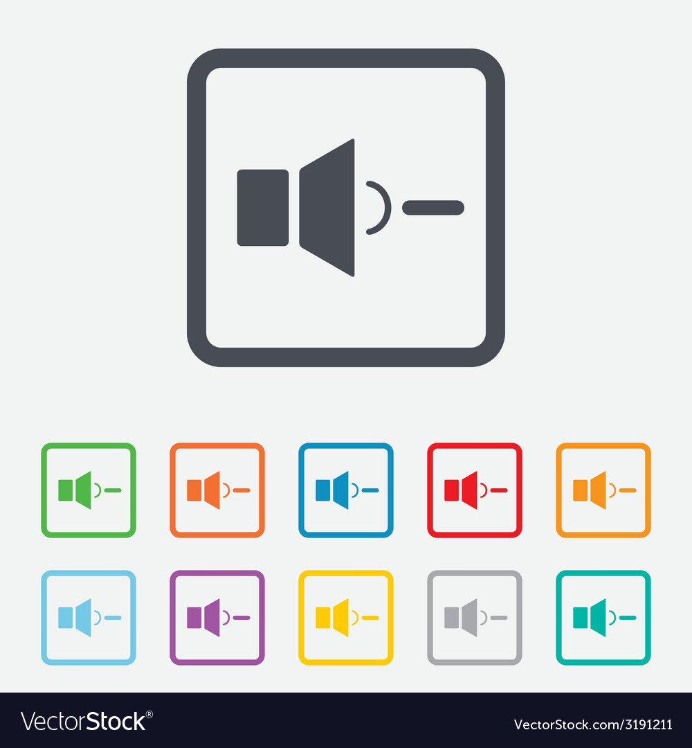 Speaker low volume sign icon sound symbol Vector Image