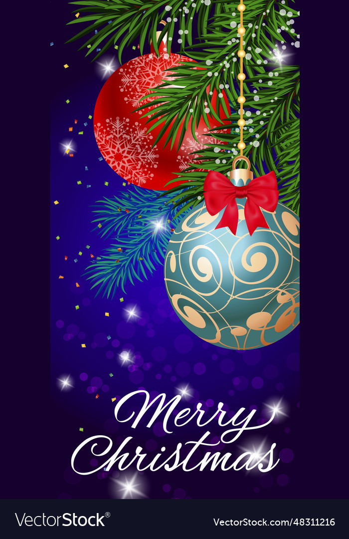 Christmas postcard with ornate baubles Royalty Free Vector