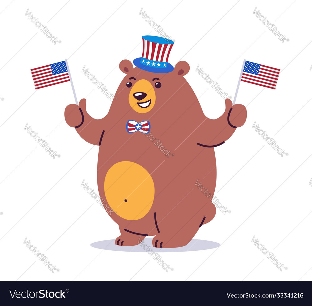 Cool cartoon a california state animal grizzly Vector Image