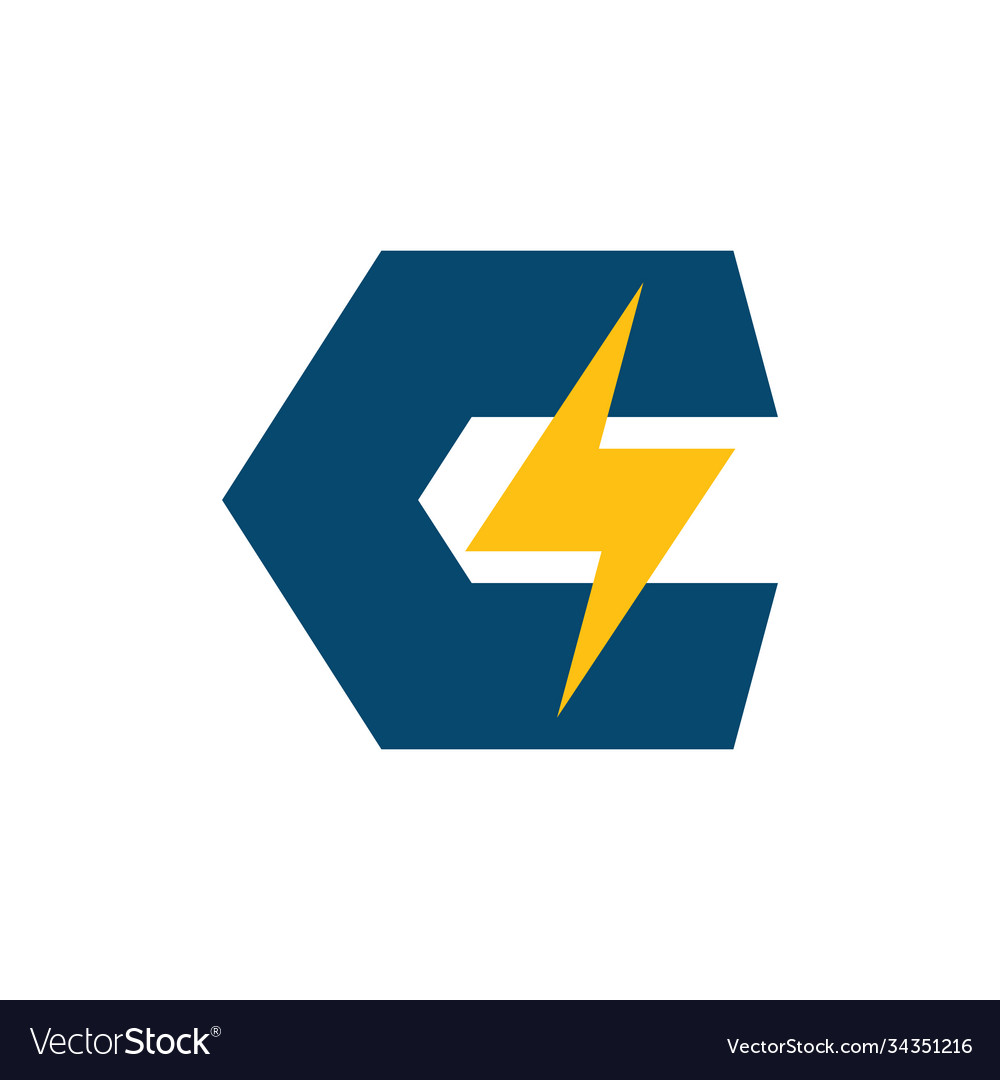 Letter cs thunder shape simple geometric logo Vector Image