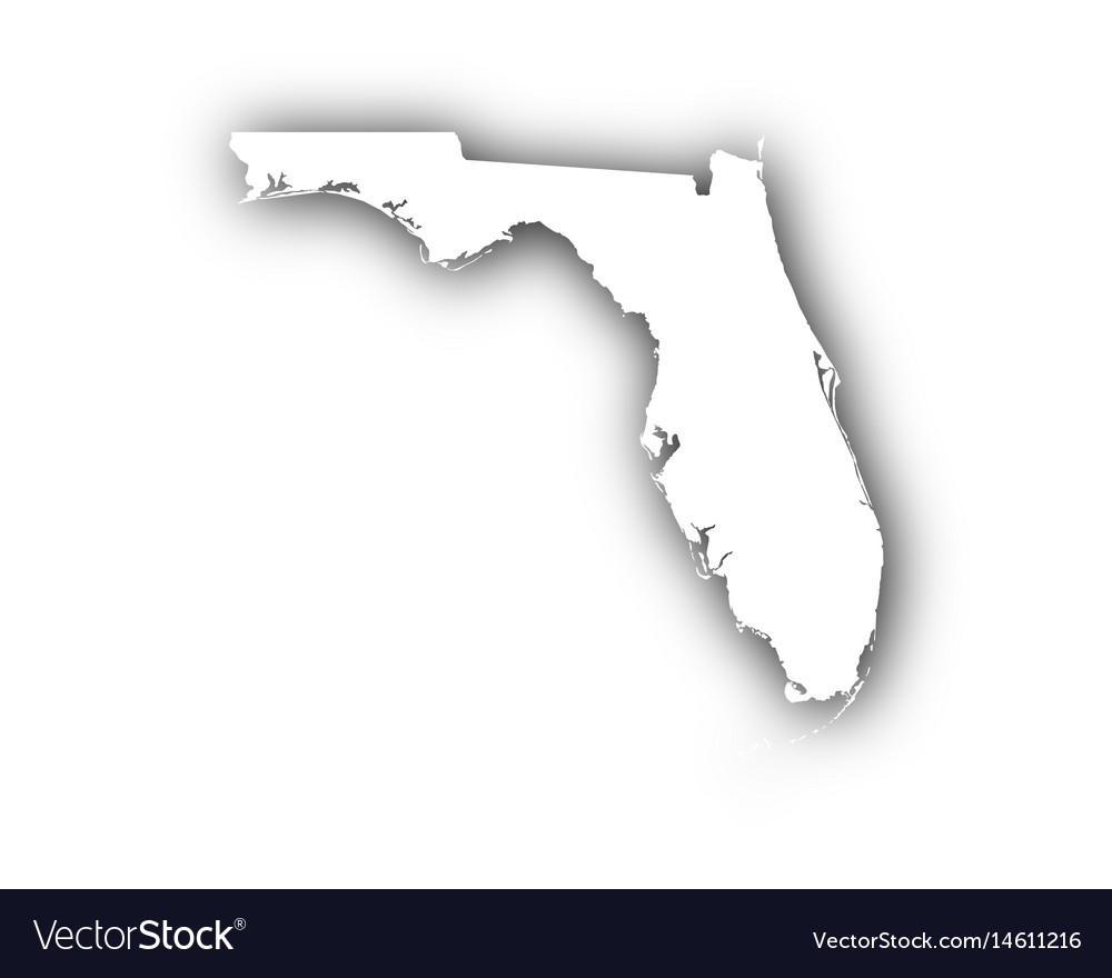 Map of florida with shadow Royalty Free Vector Image