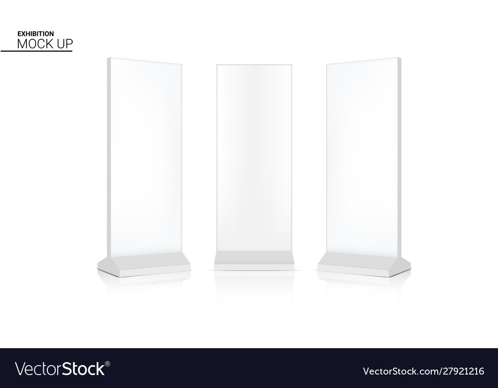 Mock Up Realistic Roll Up Banner Kiosk Display 3d Vector Image