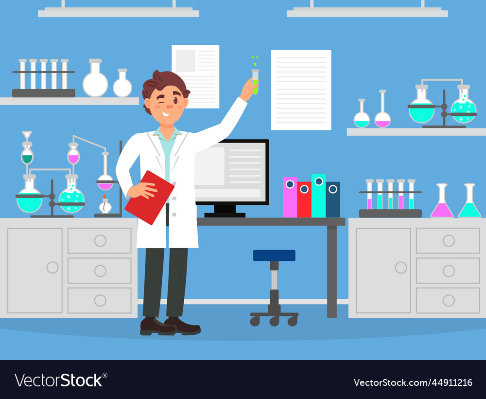 Professional man scientist doing chemical Vector Image