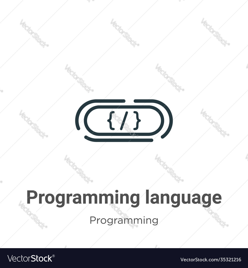 Programming language outline icon thin line black Vector Image