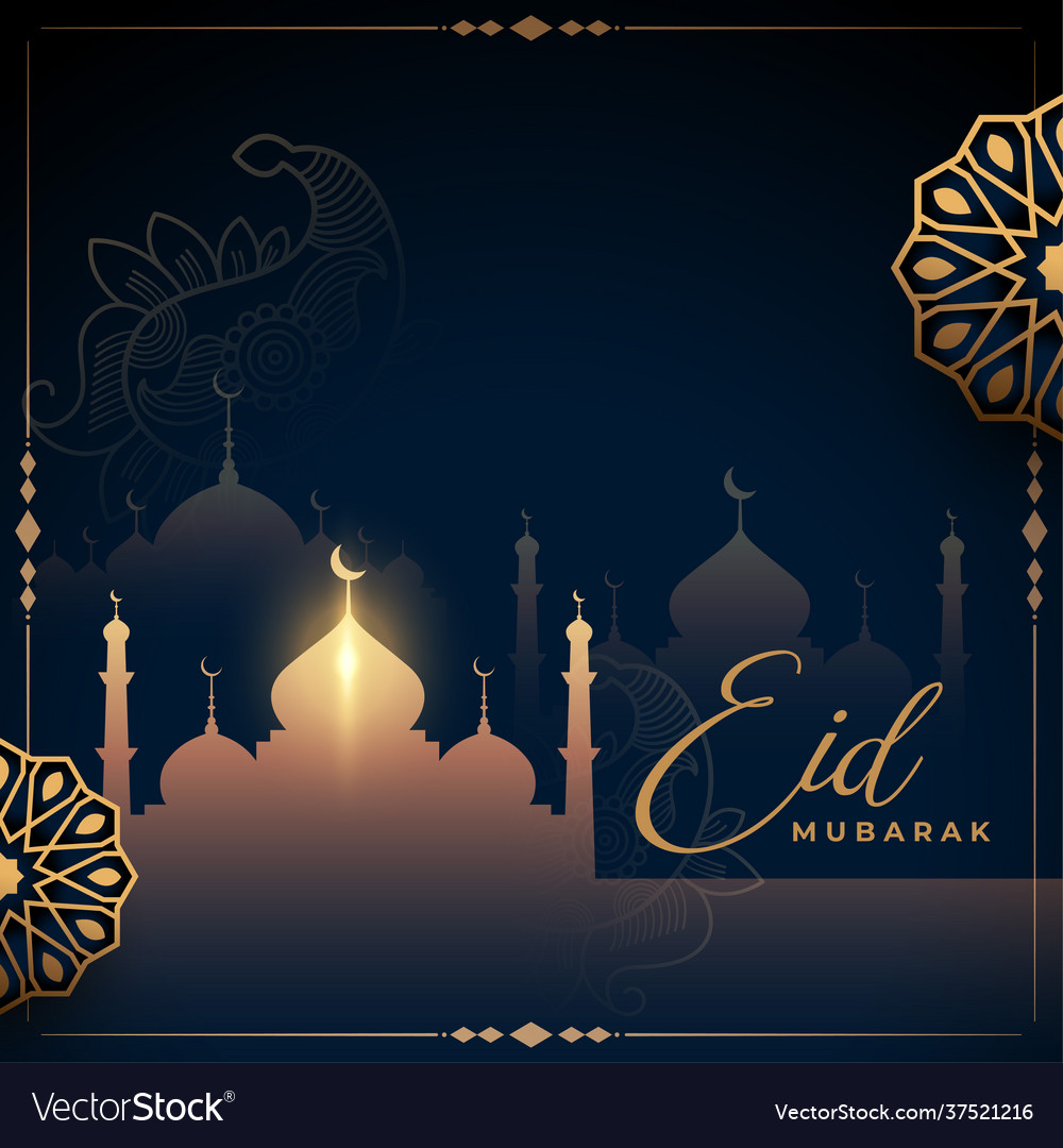 Realistic eid mubarak background with islamic Vector Image