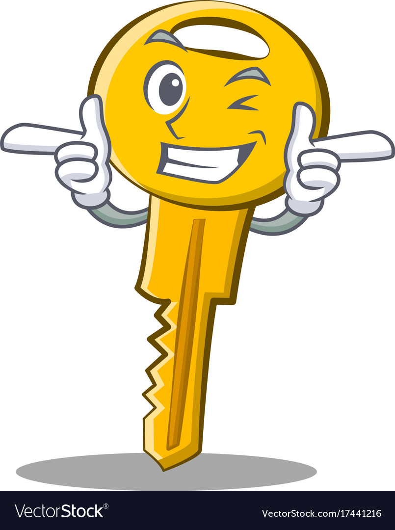 Wink key character cartoon style Royalty Free Vector Image