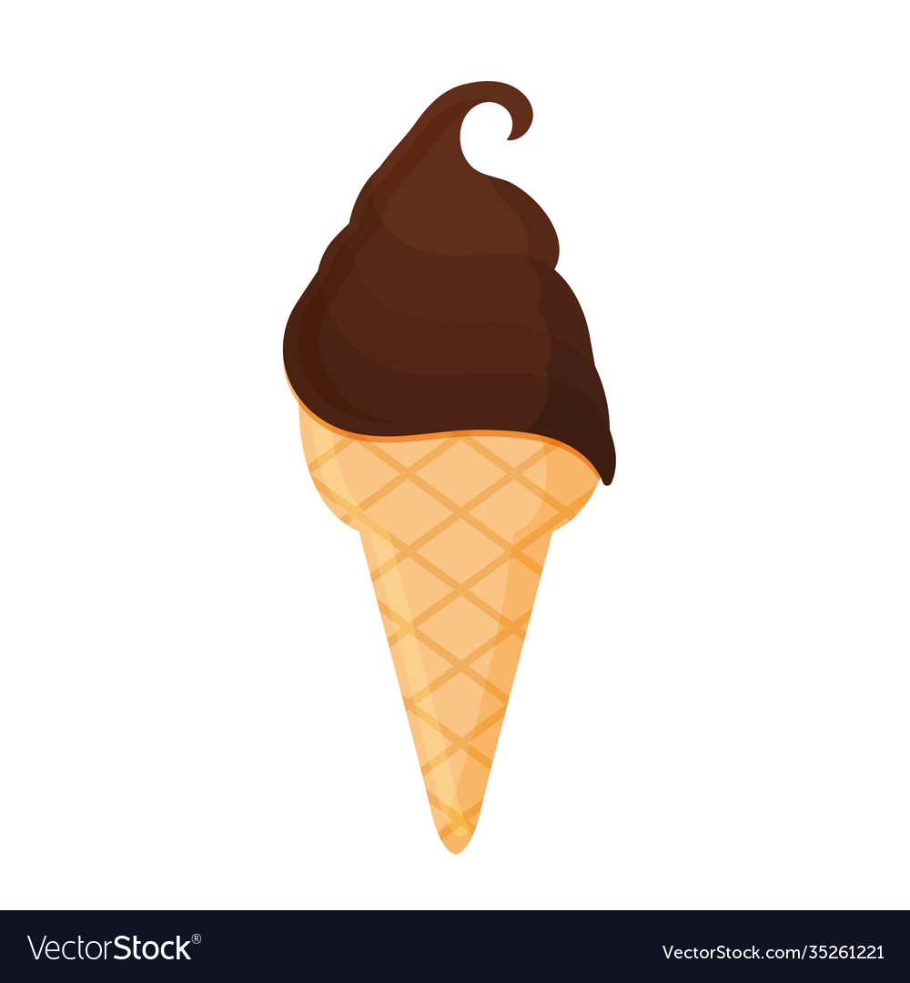 Gelato chocolate flavor in a cone Royalty Free Vector Image