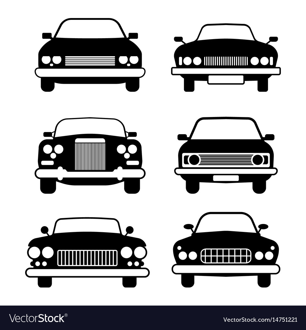 Set of different car symbols front view