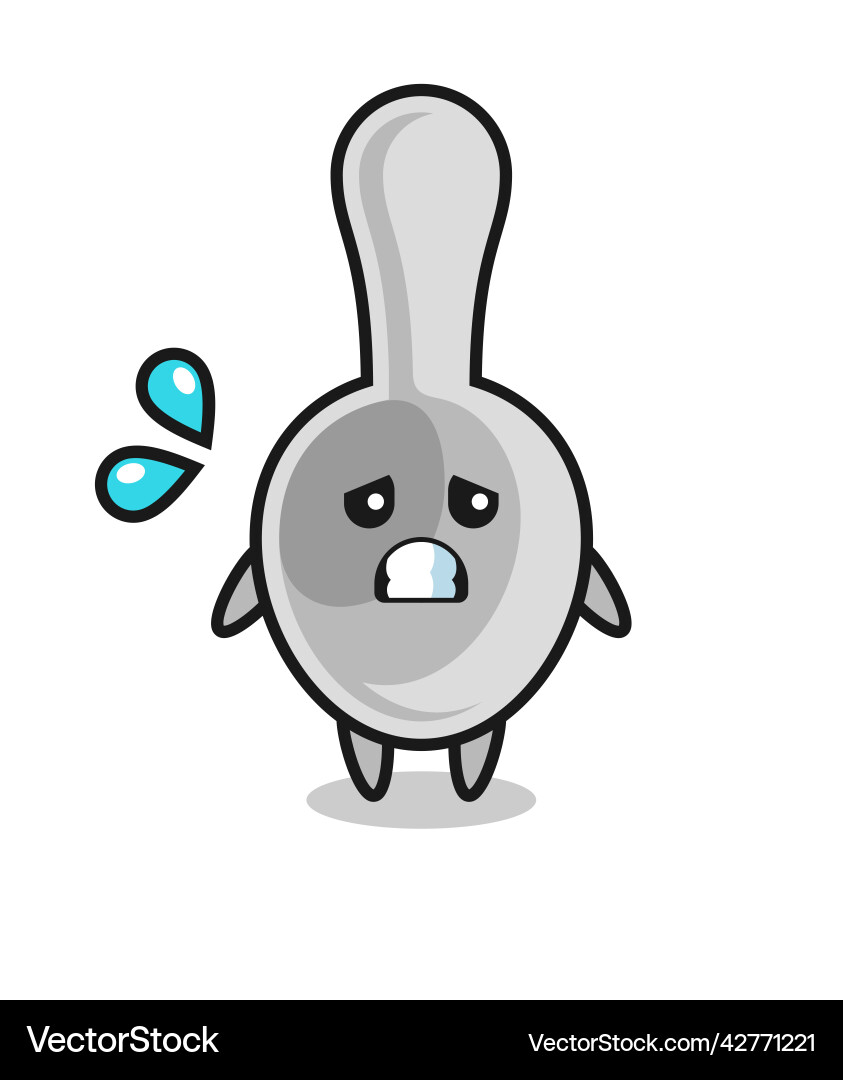 Spoon mascot character with afraid gesture Vector Image