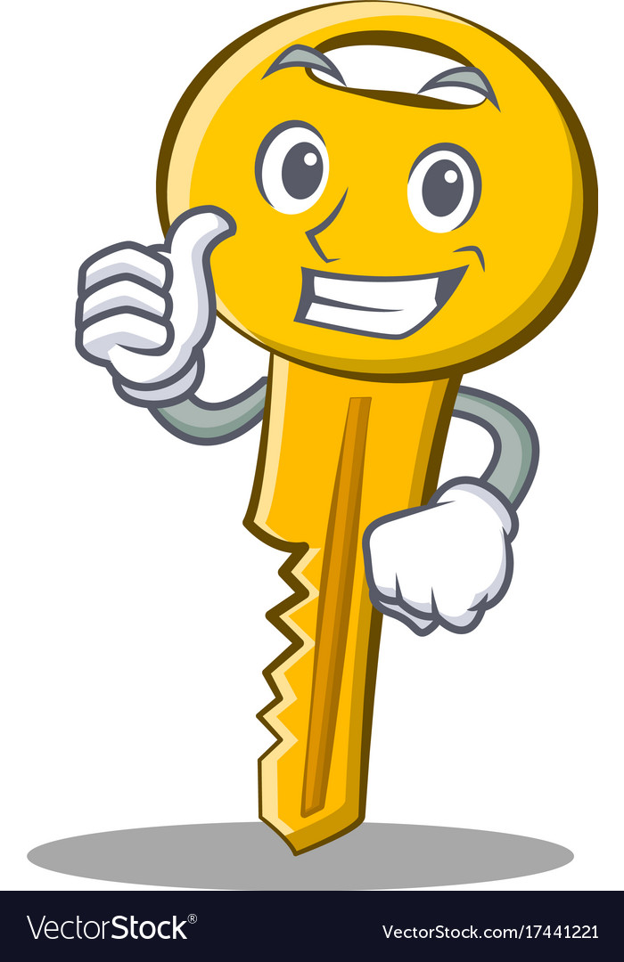 Thumbs up key character cartoon style Royalty Free Vector