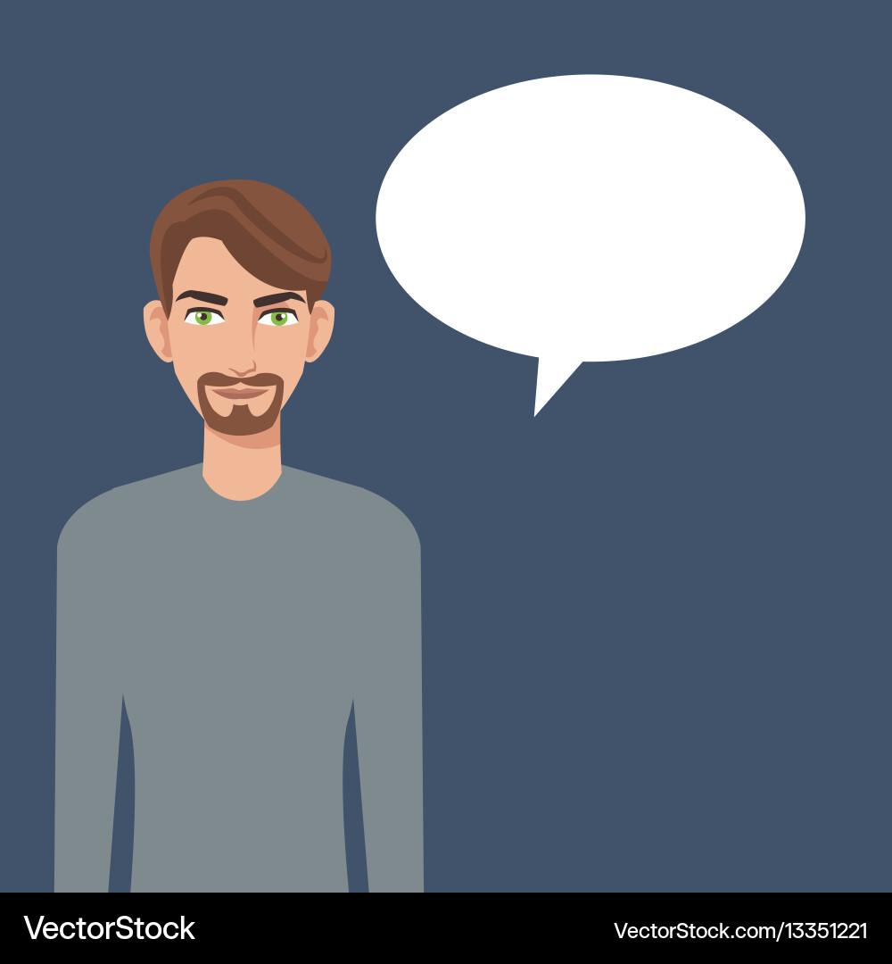 Young man beard bubble speech icon Royalty Free Vector Image