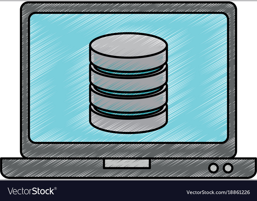 Laptop computer with data disk Royalty Free Vector Image