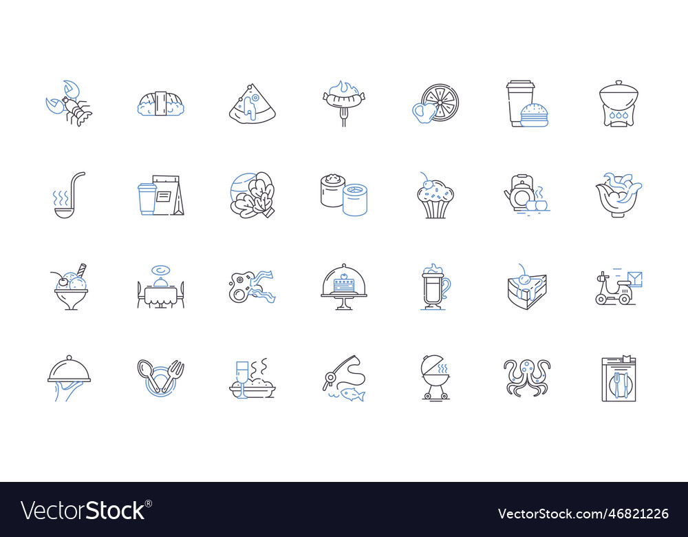 Nourishment line icons collection fuel Royalty Free Vector