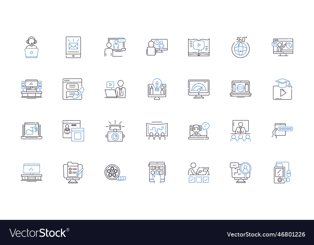 Printable media line icons collection brochure Vector Image Printable media line icons collection brochure Vector Image